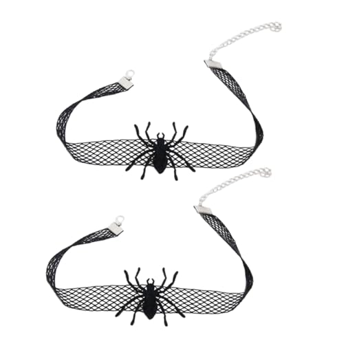 CLISPEED 2 STÜCK Gothic Halloween Spinne Halskette Schwarze Spitze Choker Klavikula Schmuck für und Festivals von CLISPEED