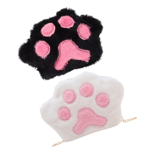 CLISPEED 2 STÜCK Plüsch Umhängetasche Leichte Kleine Crossbody Geldbörse mit Reißverschluss Modische Schultertasche für Damen und Mädchen Kuschelige Handtasche für Alltag und Party von CLISPEED