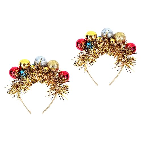 CLISPEED 2 STÜCK Weihnachtlicher Haarschmuck für Mädchen Bunte Kugeln Dekoratives Stirnband Farbiges Band Kopfschmuck Festlich Langlebig Leicht Weihnachten Party Accessoire von CLISPEED