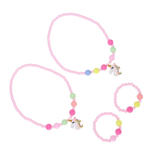 CLISPEED 2 Satz Schmuckset Teilig mit Einhorn Anhänger Verstellbare Armbänder und Halskette Langlebig und Farbecht für Mädchen und Party Zubehör von CLISPEED