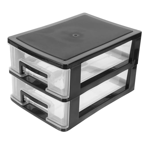 CLISPEED 2 Schublade Aufbewahrungsbox Klarer Make -up -organisator Tablett Tabletop -speicherbehälter Mit Schubladen Schreibtisch Organizer Aufbewahrungsbehälter, Schubladen Halter Schwarz von CLISPEED