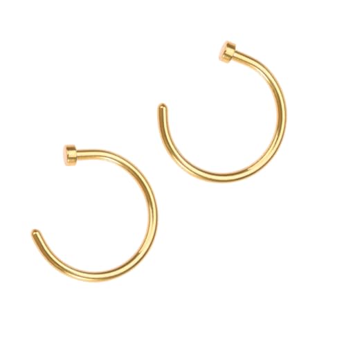 CLISPEED 2 Stck Chirurgischer Titanstahl Nasenring C Förmig Goldfarben Unisex Nasenpiercing Hypoallergen Glatt Täglicher Schmuck für Damen und Herren von CLISPEED