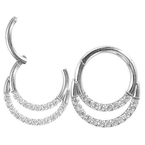 CLISPEED 2 Stck Edelstahl Nasenring mit Weißem Zirkonia Dekorativer Nasenpiercing Schmuck Geschlossene Nasenringe Hypoallergen Modisch für Damen und Frauen Vielseitig für Party und Alltag von CLISPEED