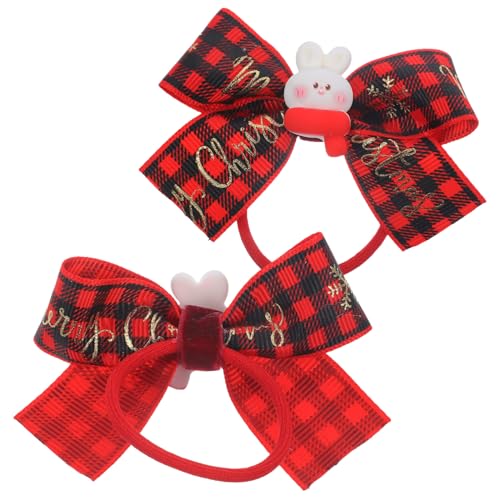 CLISPEED 2 Stck Weihnachtliche Haargummis mit Schleifenmotiv Elastische Ponytail Halter für Mädchen Teiliges Niedliche Rote Karomuster Haarschleifen Festliche Haaraccessoires von CLISPEED