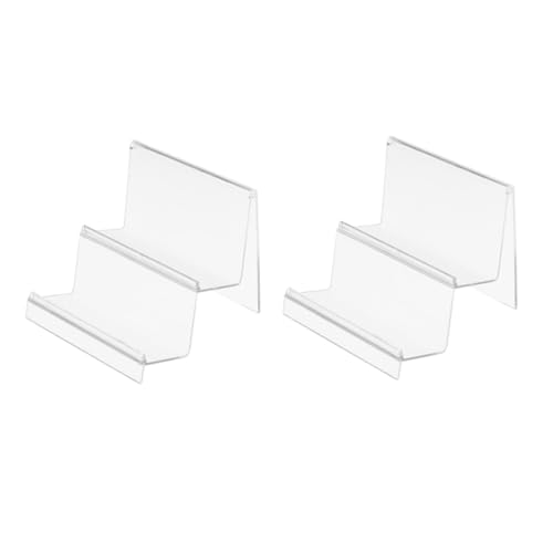 CLISPEED 2 Stück Acryl Wallet Halter Doppelstöckiges Stabiles Aufbewahrungs und Display Regal Transparenter Organizer für Brieftaschen Schmuck und Brillen Platzsparend für Büro und Zuhause von CLISPEED
