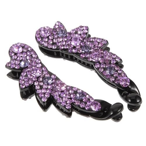 CLISPEED 2 Stück Banane Haarclip Glitzernde Strass Haarklammern für Damen Mädchen Ponytail Haarschmuck Eleganter Haarschmuck für Alltag Party von CLISPEED