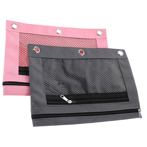 CLISPEED 2 Stück Binder Pencil Pouch Teiliges aus Strapazierfähigem Oxford mit Transparentem Sichtfenster Doppelter Reißverschluss Leicht Tragbar für Büro Schule Zuhause Organizer für von CLISPEED