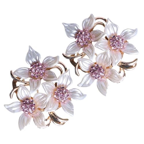 CLISPEED 2 Stück Blumen brosche mit Strass und Perlen Vielseitige Anstecknadeln Damen Modische Schal Pullover clips Langlebiges Metall für Festliche Anlässe und Alltag von CLISPEED
