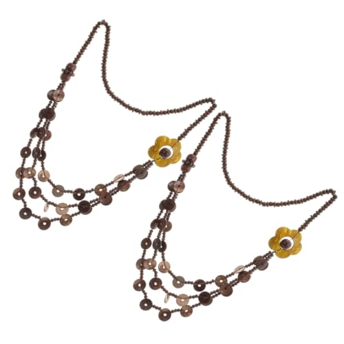 CLISPEED 2 Stück Bohemian Style Halskette Teiliges mit Natürlichen Kokosnussschalen und Holzperlen Handgefertigte Retro Layered Neck Chain Ethnischer Strand Schmuck für Alltag und Party von CLISPEED
