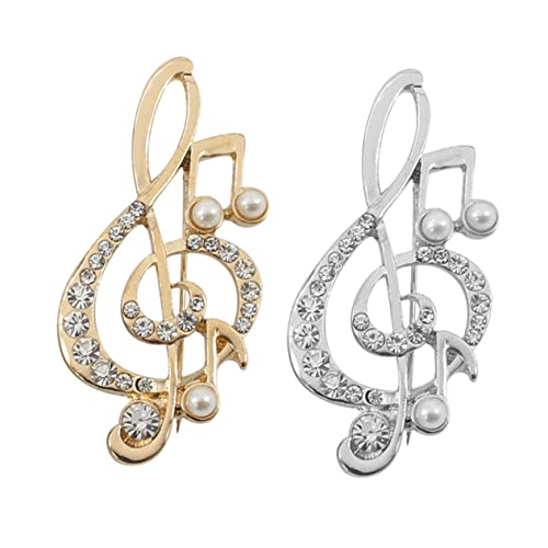 CLISPEED 2 Stück Broschen Musiknoten mit Strasssteinen Anstecknadeln für Damen Schmuck Dekoration für Kleidung Geschenkidee für Familie und Freunde von CLISPEED