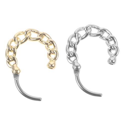 CLISPEED 2 Stück Damen Nasenringe Piercing Clip Nasenschmuck aus Robustem Metall Minimalistisches Design mit Modischer Kette Vielseitig für Alltag und Besondere Anlässe Geeignet von CLISPEED