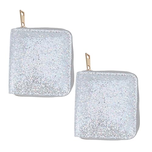 CLISPEED 2 Stück Damen Pailletten Reißverschluss Münzbeutel Praktischer Kartenhalter für Reisen Einkäufe Partys Eleganter Change Holder für von CLISPEED