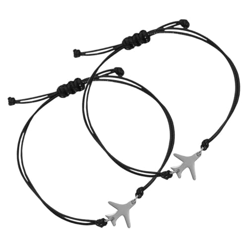 CLISPEED 2 Stück Handgefertigtes Geflochtenes Seilarmband mit Flugzeug Charm für Männer und Frauen Verstellbar Freundschaftsarmband für Reisen von CLISPEED