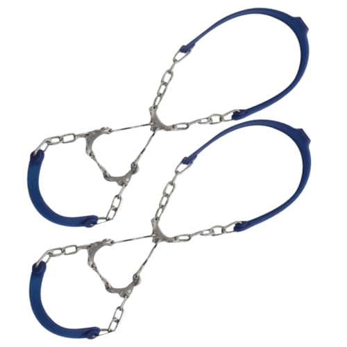 CLISPEED 2 Stück Eis Spikes für Schuhe mit Zähnen Rutschfeste Leichte Schneespikes für Damen und Herren Tragbare Eiskrallen für Wanderschuhe Camping Eis und Schneewanderungen Blau von CLISPEED