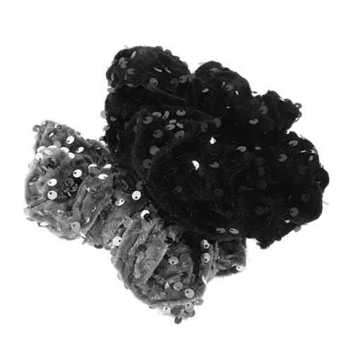 CLISPEED 2 Stück Elastische Haargummis mit Pailletten Teiliges Schwarz und Silber Weiche Haargummis für Damen und Mädchen Schonende Ponytail Halter Modische Haar Accessoires Leicht und von CLISPEED