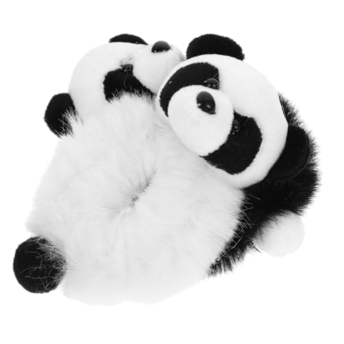 CLISPEED 2 Stück Flauschige Panda Haargummis Plüsch Haarbänder Elastisch Weich Schonend für Frauen Mädchen Herbst Winter Haarschmuck Niedlich Geschenkidee von CLISPEED