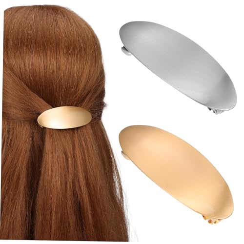 CLISPEED 2 Stück Französische Haarklammern Oval aus Robustem Metall in Gold und Silber Vielseitige Haarschmuck Damen Clips für Stilvolle Frisuren Einfach zu Verwenden für Alltag und von CLISPEED