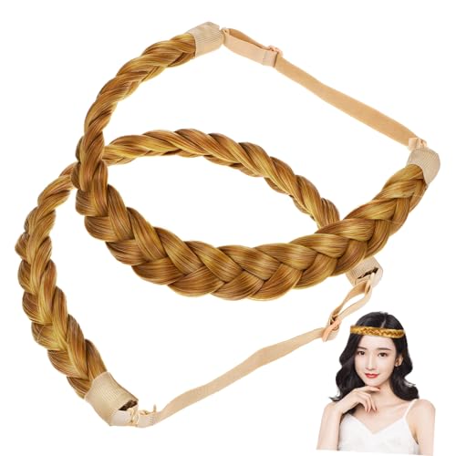 CLISPEED 2 Stück Geflochtenes Haarband aus Synthetischem Hochtemperaturfaser Material Verstellbares Damen Stirnband für Alltag Party Hochzeit und Büro Breites Komfortables Haarschmuck von CLISPEED