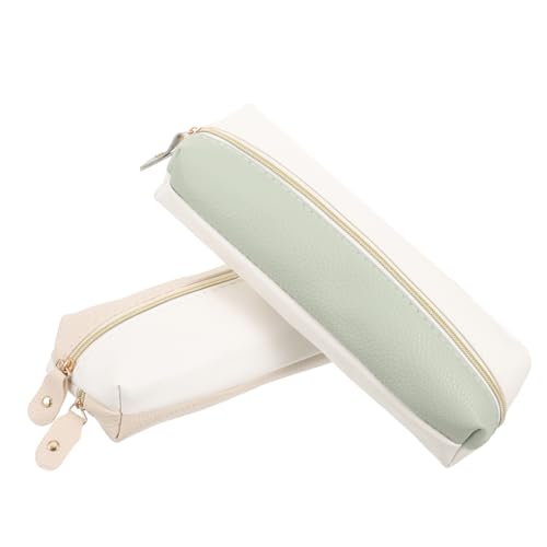 CLISPEED 2 Stück Großes Federmäppchen mit Doppelreißverschluss PU Material Geräumige Stifttasche für Schule und Büro Unisex Kompakt und Langlebig Teiliges Farblich Sortiert Zufällige Farbe von CLISPEED