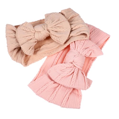 CLISPEED 2 Stück Haarbänder mit Schleife aus Weichem Nylon Komfortable Stirnbänder für Junge Mädchen und Kleinkinder Dehnbar Hautfreundlich Langlebig Kopfbedeckung für Mädchen von CLISPEED
