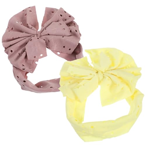 CLISPEED 2 Stück Haarband für Mädchen Elastische Atmungsaktive Schleifen Haarbänder in Gelb und Weiche Neugeborenen Accessoires für Junge Mädchen Kleinkinder für Geburtstage und Festtage von CLISPEED
