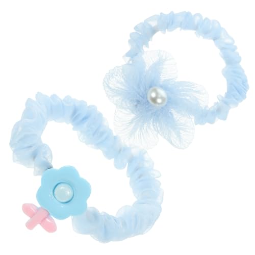 CLISPEED 2 Stück Haargummis für Mädchen Elastische Weiche Netzstoff Haarschleifen mit Schleifen und Blumen Design Süße Haarbänder für Ponytails Komfortabel und Alltagstauglich von CLISPEED