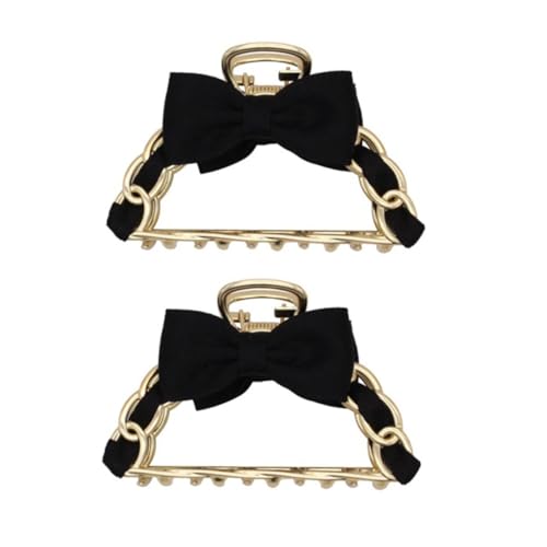 CLISPEED 2 Stück Haarklammer mit Schleifen Design Schwarze Metall Haarklammern für Damen Haarschonende Krallenspangen für Dickes Haar Starker Griff für Ponytails und Vielseitige Frisuren von CLISPEED