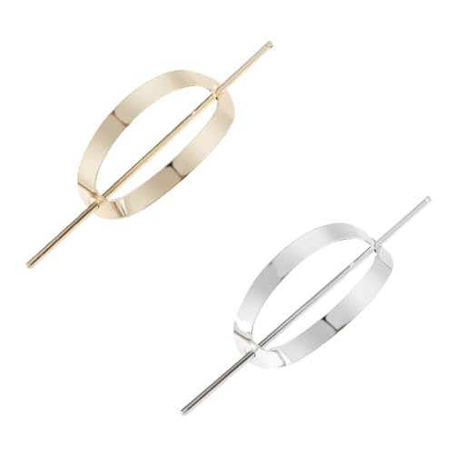CLISPEED 2 Stück Haarklammern aus Vintage Haarkragen für Damen Rutschfeste Haarknotenhalter Geometrische Haarspangen in Gold und Silber für Stilvolle Hochsteckfrisuren von CLISPEED