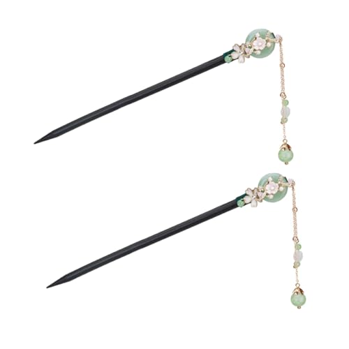CLISPEED 2 Stück Haarnadeln aus Schwarzem mit Blumen Design und Quasten Traditionelle Chinesische Haarstäbchen für Steckfrisuren Klassischer Haarschmuck für Frauen und Vintage Look von CLISPEED