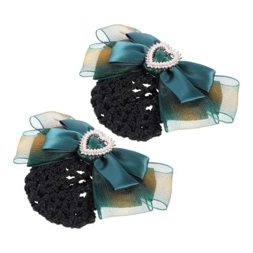 CLISPEED 2 Stück Haarnetz Bow Barrettes für Damen Professioneller Haarschmuck mit Schleifen Design Langlebige Haarnetz Clips Metall Atmungsaktive Hochsteckfrisur Accessoires für Alltag und von CLISPEED