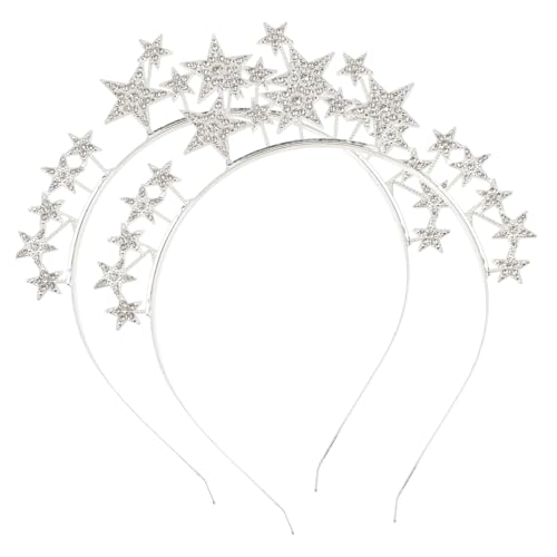 CLISPEED 2 Stück Haarreif Stern Metall Glitzer Haarschmuck Leichtes Party Accessoire für Mädchen Festlicher Kopfschmuck mit Design Komfortabel und Glänzend von CLISPEED
