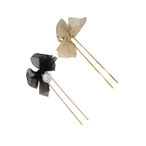 CLISPEED 2 Stück Haarspangen mit Spitzen schleifen Langlebige U förmige Haarklammern für Damen Dekorative Haarschmuck accessoires in Schwarz und Gelb Leicht und Vielseitig für Alltag und von CLISPEED