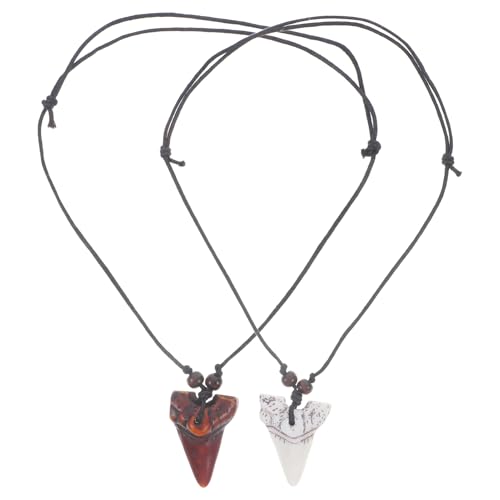 CLISPEED 2stücke Haifischzahn Halskette Für Jungen Harz Tribal Stil Zahn Anhänger Halskette Für Männer Verstellbar Für Strandpartys Und Alltag von CLISPEED