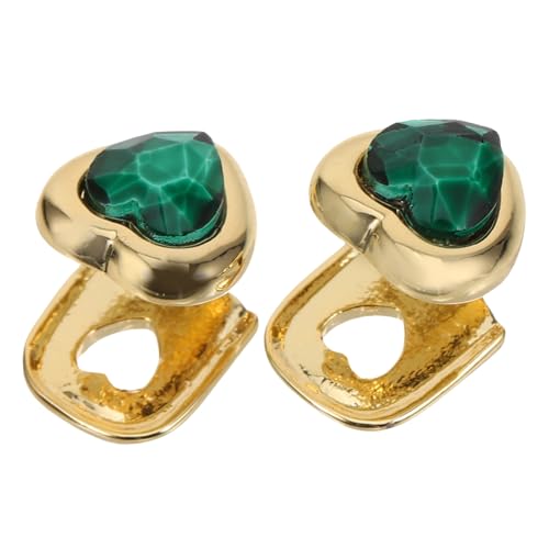 CLISPEED 2 Stück Herzförmiger Grüner Edelstein Hip hop Zahnschmuck Cosplay Schmuck für Männer und Frauen Abnehmbar Langlebig Modisch von CLISPEED