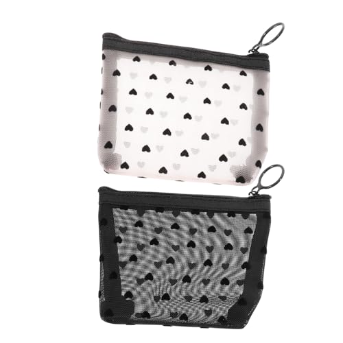 CLISPEED 2 Stück Kleine Zweifache Kosmetiktasche mit Reißverschluss Atmungsaktive Netz Nylonmaterialien Vielseitiger Reise Organizer für Damen und Mädchen für Schminke Schmuck und Kleine von CLISPEED