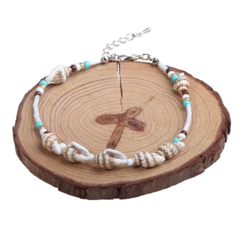 CLISPEED 2 Stück Kreative Muschel fußkette Damen Boho Strand Schmuck Verstellbar Zarte Knöchelketten mit Anhänger für Frauen und Mädchen von CLISPEED