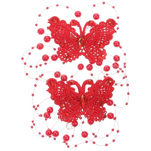 CLISPEED 2 Stück Lace Schmetterlinge Haarklammern Rote Strass Haarspangen für Frauen Mädchen Teens Haarschmuck Dekoration für Party Geburtstag Strand von CLISPEED