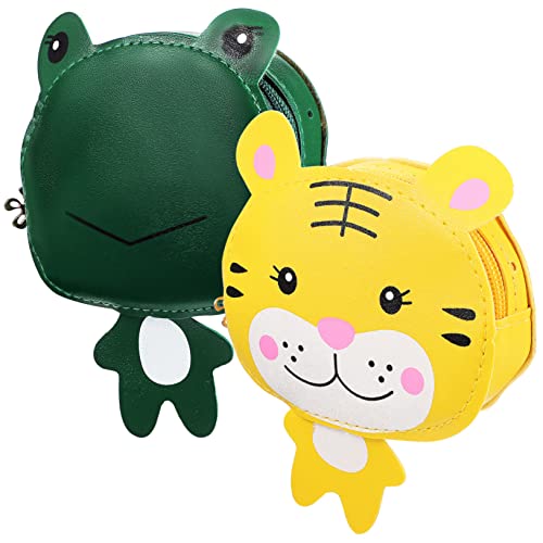 CLISPEED 2 Stück Kawaii Cartoon Umhängetaschen für Mädchen 3D Frosch und Tiger Geldbörsen Münztaschen Polyester für Reisen und Alltag von CLISPEED