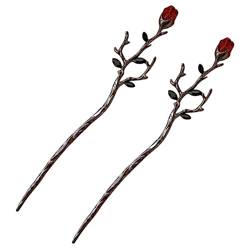 CLISPEED 2 Stück Metall Haarstäbe Mit Rosenblüten Retro Haarnadeln Für Frauen Vintage Haarspangen Für Hochzeiten Und Besondere Anlässe von CLISPEED