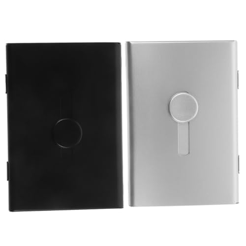 CLISPEED 2 Stück Metall Visitenkartenetui aus Aluminiumlegierung mit Schnappbarem Verschluss Großer Kapazität und Elegantem Design Robuster Kartenhalter für Business und Reise Silber von CLISPEED