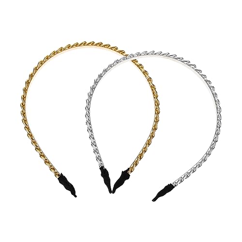 CLISPEED 2 Stück Metallic Gedrehte Ketten Haarreifen Dünne Schmale Haarbänder in Gold und Silber Langlebige Damen Stirnbänder für Partys Festliche Anlässe und Modischen Haarschmuck CLISPEED 2 Stück Metallic Gedrehte Ketten Haarreifen Dünne Schmale Haarbänder in Gold und Silber Langlebige Damen Stirnbänder für Partys Festliche Anlässe und Modischen Haarschmuck von CLISPEED