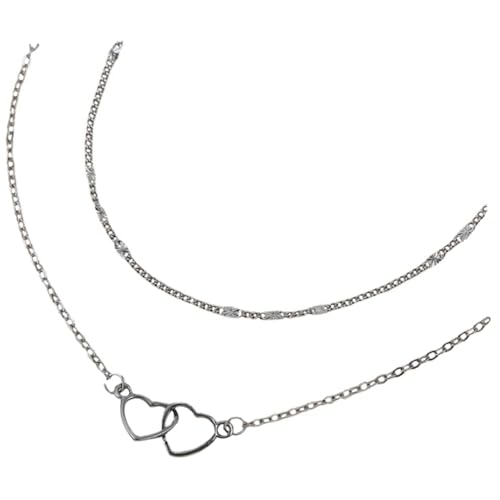 CLISPEED 2 Stück Minimalistisches Herz Armbänder aus Legierung Doppellagige Schlichte Stack Armbänder für Frauen Freundschafts und Pärchen Schmuck Eleganter Armschmuck für Alltag Party von CLISPEED