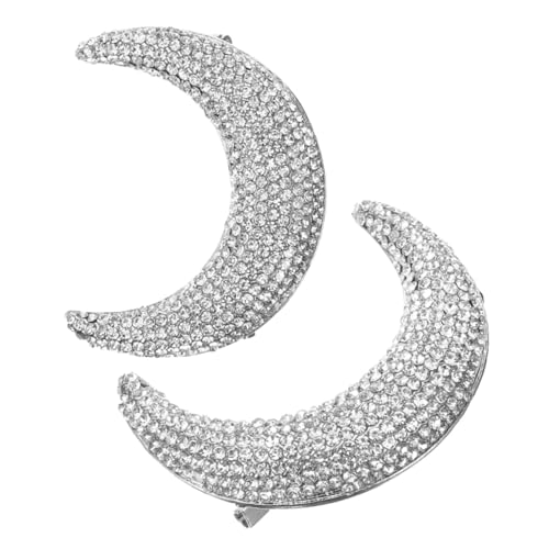 CLISPEED 2 Stück Mondbroschen mit Strassbesatz Silberfarbene Anstecknadeln für Damen Modische Mondförmige Kleidungsschmuck Vielseitige Vintage stil Broschen für Jacken Schals und Hüte von CLISPEED