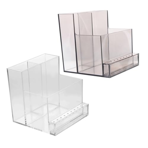 CLISPEED 2 Stück Nail Drill Bits Organizer Aufbewahrungsbox mit Fächern Transparent und Rauchgrau Nagelfräser Aufsatz Ständer für Maniküre Pediküre Zubehör Organizer Praktische von CLISPEED