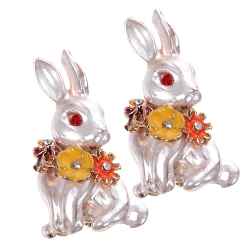 CLISPEED 2 Stück Niedliche Hasenbroschen Anstecknadeln Cartoon Design Metall Reversnadeln für Kleidung und Strickjacken Geschenkidee für Familie und Freunde von CLISPEED