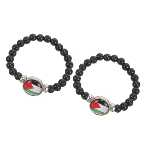 CLISPEED 2 Stück Palästina Flagge Armband Glasperlen Stilvolles Unisex Armband mit Patriotischem Design Tragbares Schmuckstück für von CLISPEED