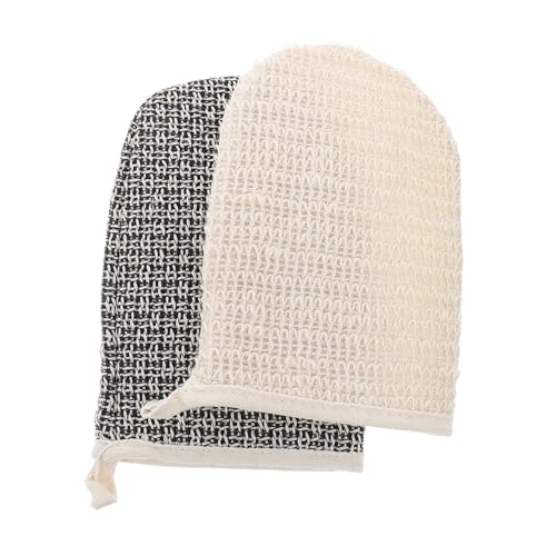 CLISPEED 2 Stück Peeling Duschhandschuhe aus Natürlichem Luffa Doppelseitige Körperreinigungs und Massagehandschuhe Exfolierende Waschhandschuhe für Männer und für Sanfte Hautpflege von CLISPEED