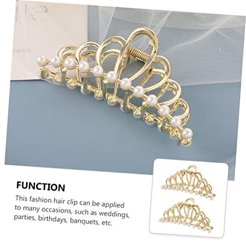 CLISPEED 2 Stück Perlen Haarklammer Metall Haarkralle Kronenform Damen Haarschmuck Elegant Stabil für Dickes Dünnes Haar Frisuren Styling Zubehör von CLISPEED