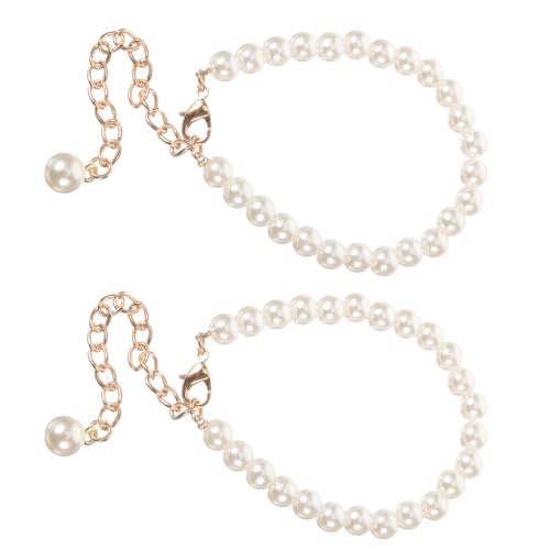 CLISPEED 2 Stück Perlen Schuhriemen für Hohe Absätze Verstellbare Knöchelriemen Rutschfest und Elegant für Damen Pumps für Besondere Anlässe und Alltag von CLISPEED