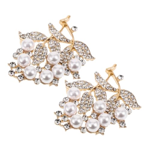 CLISPEED 2 Stück Perlen strass brosche Blattform Legierung mit Funkelnden Steinen Vielseitige Anstecknadel für Damenkleidung Schal und Hut Stabile Befestigung Elegantes Mode accessoire von CLISPEED